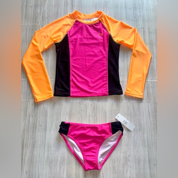 Calvin Klein Other - 💓Calvin Klein - Size 8-10 - Girls' Long Sleeve Rash Guard Set - Swim